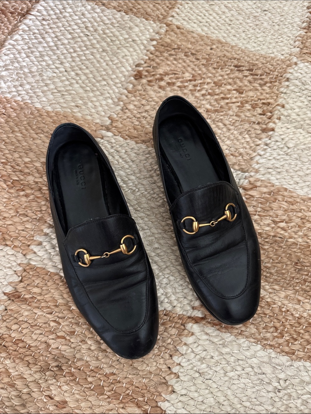 Authentic Gucci Black Leather Horsebit Loafers sz 38